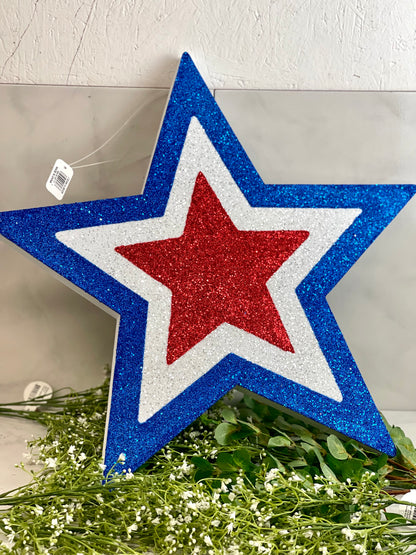 Red White And Blue Glittered Eva Foam Star