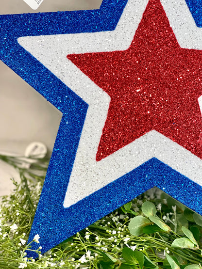 Red White And Blue Glittered Eva Foam Star