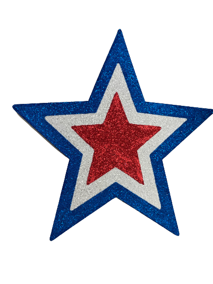 Red White And Blue Glittered Eva Foam Star