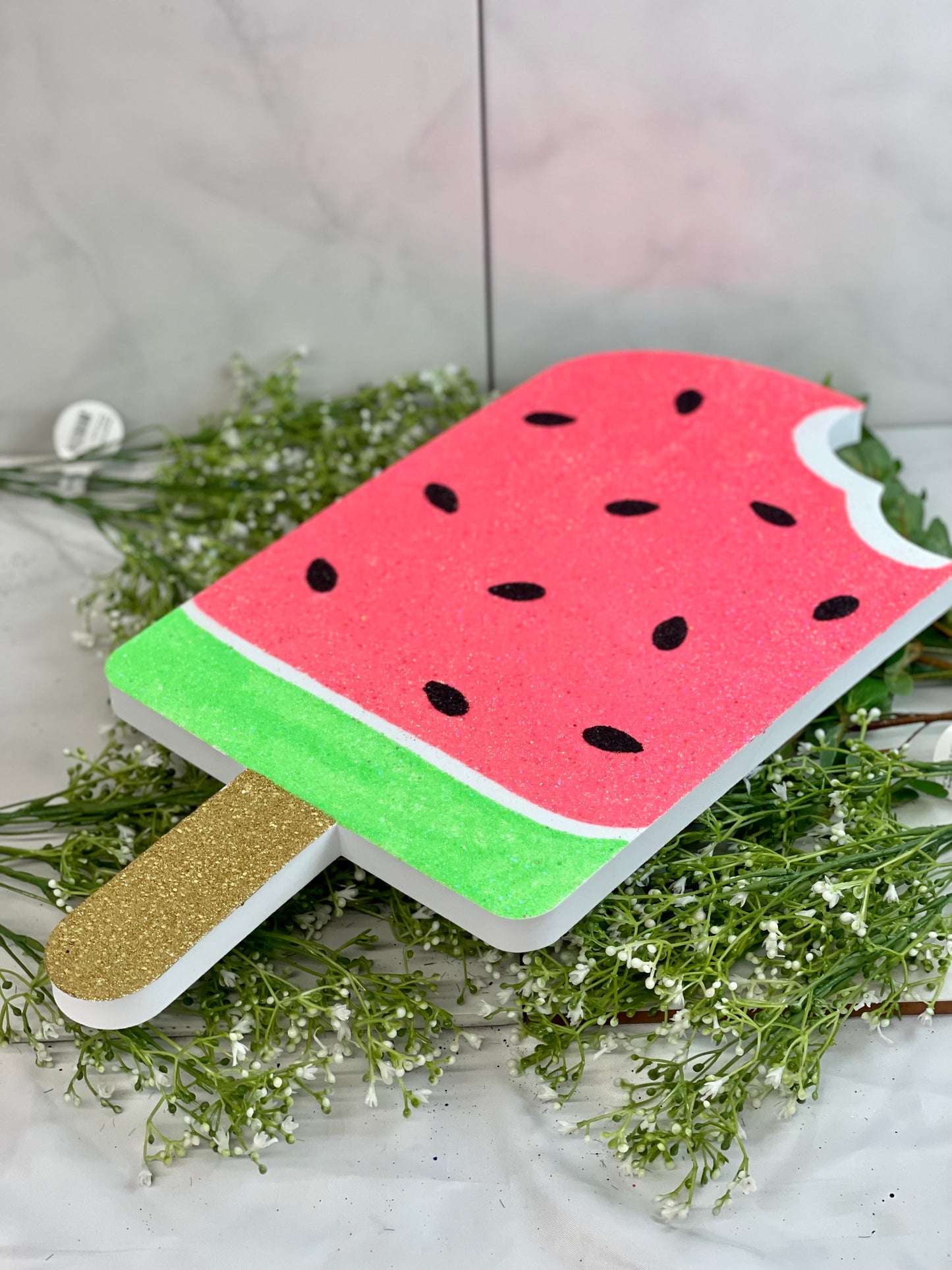 Watermelon Glittered Popsicle Foam Sign