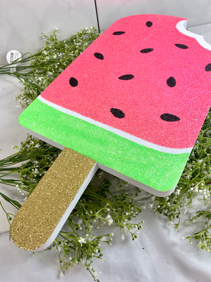 Watermelon Glittered Popsicle Foam Sign