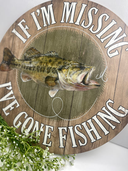 12 Inch Gone Fishing Metal Sign