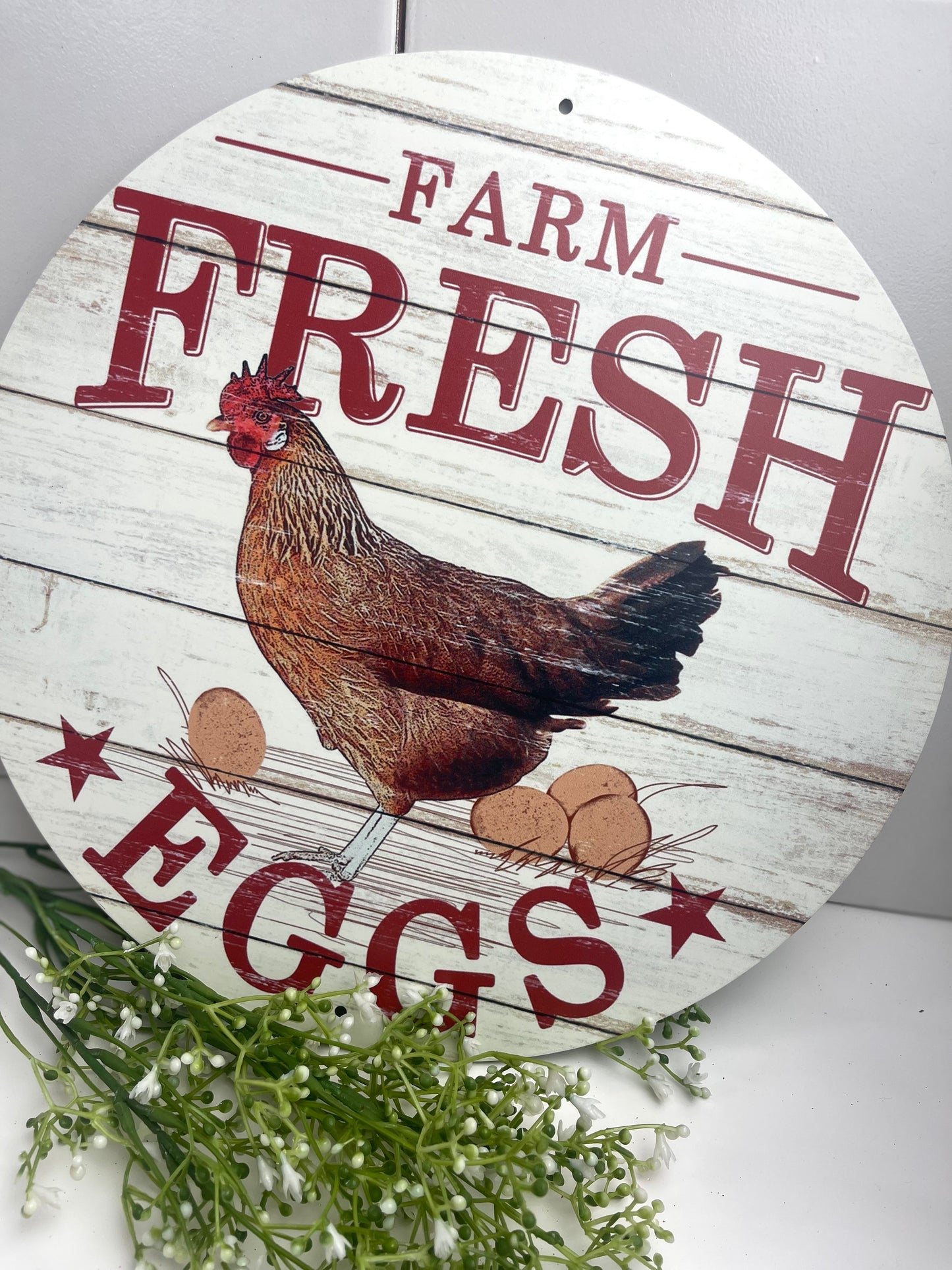 12 Inch Farm Fresh Eggs Metal Sign