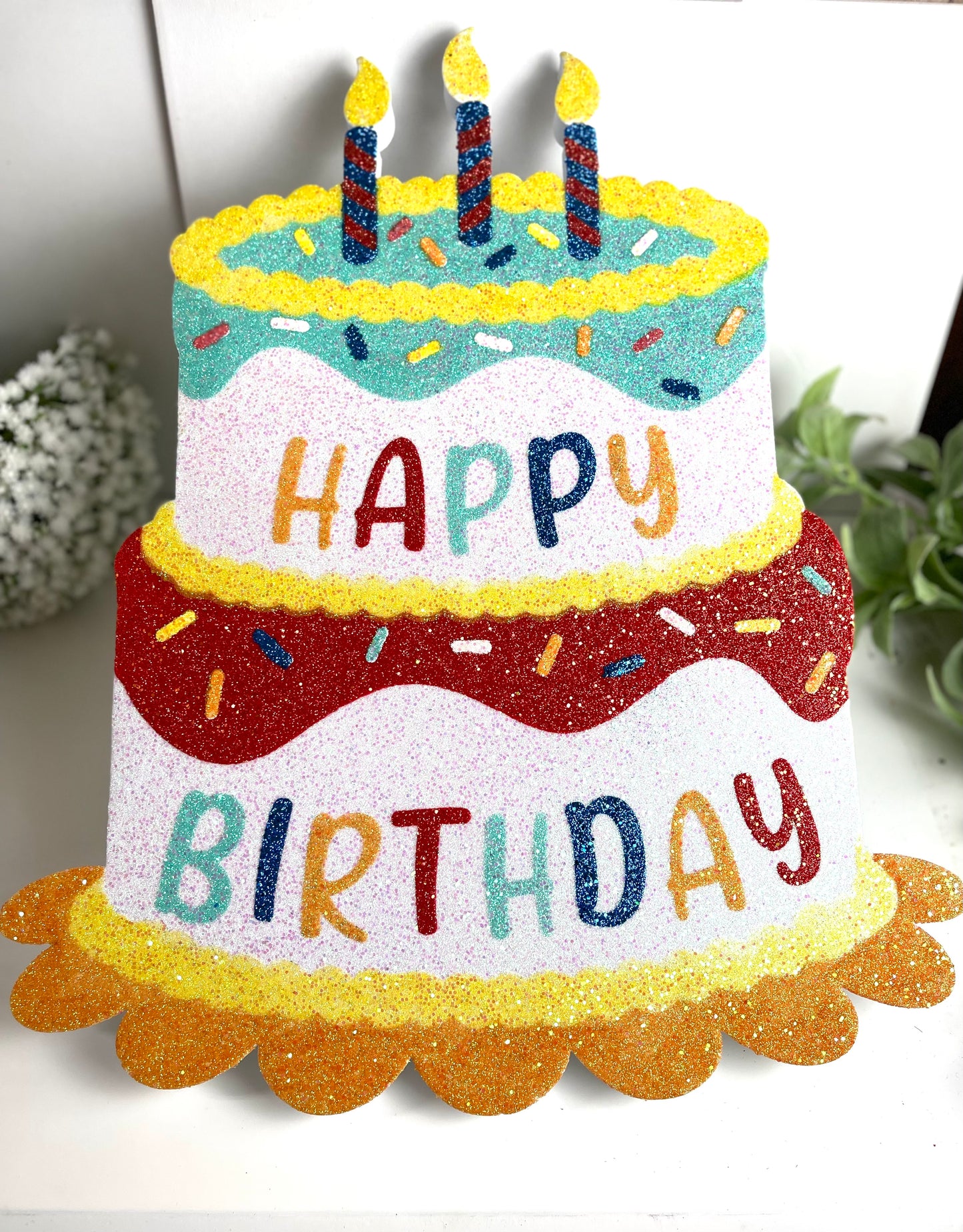20 Inches Heigh Glitter Eva Foam Birthday Cake