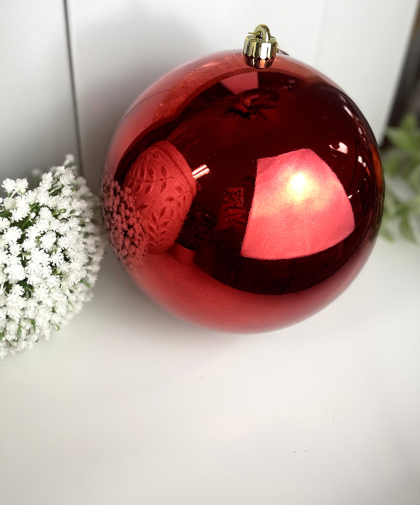 10 Inch Shiny Burgundy Smooth Ornament Ball