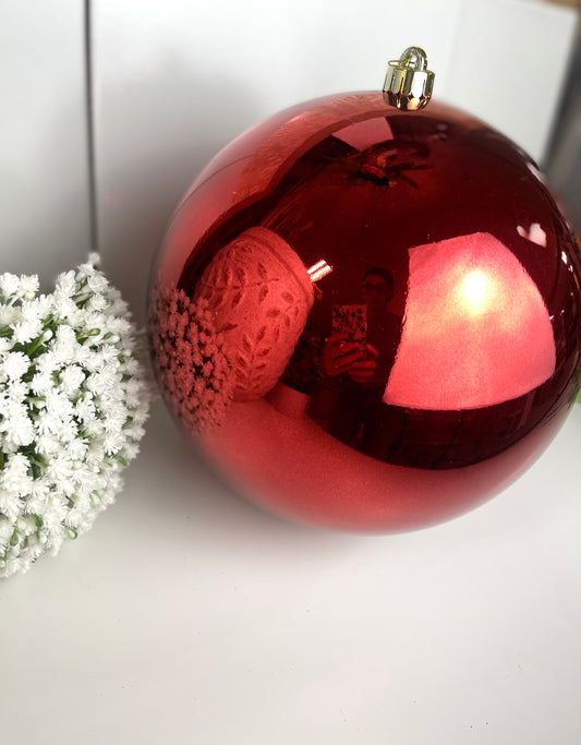 10 Inch Shiny Burgundy Smooth Ornament Ball