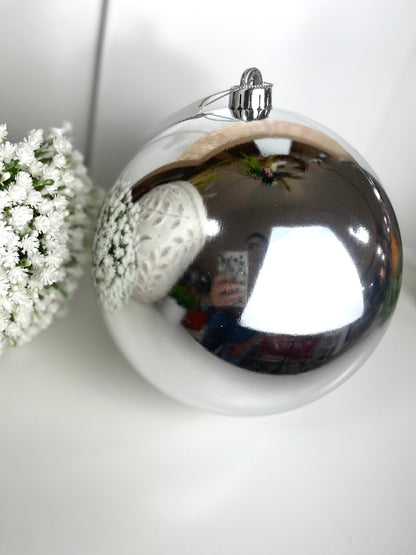 8 Inch Shiny Silver Smooth Ornament Ball