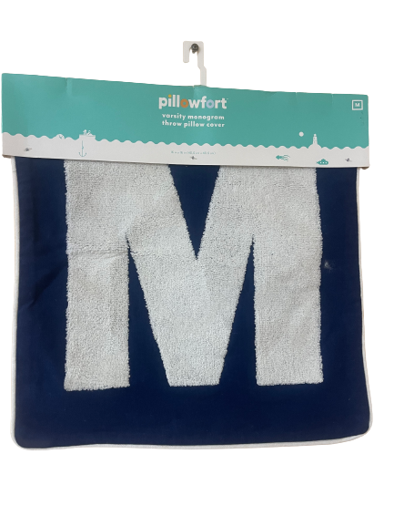 Pillowfort Varsity Monogram Throw Pillow Cover- Letter M