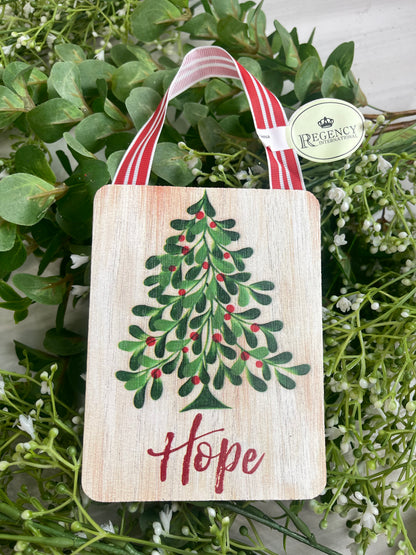 Mistletoe Joy Or Hope Ornament Two Styles