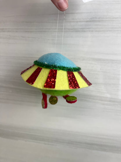 Plush UFO Christmas Ornament