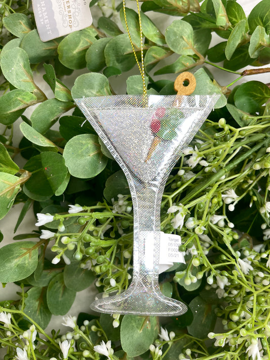 Wondershop Silver Glitter Martini Ornament