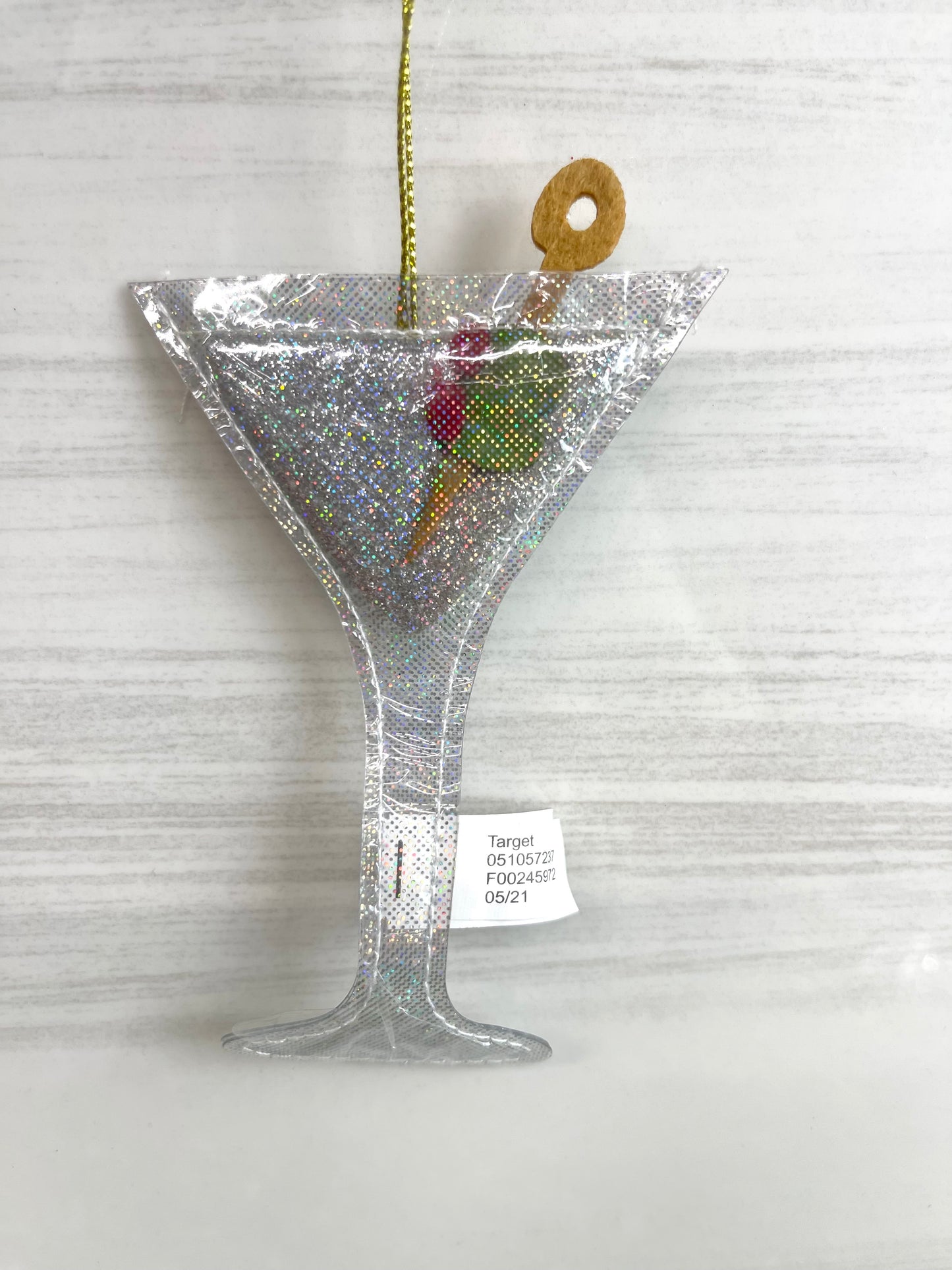 Wondershop Silver Glitter Martini Ornament
