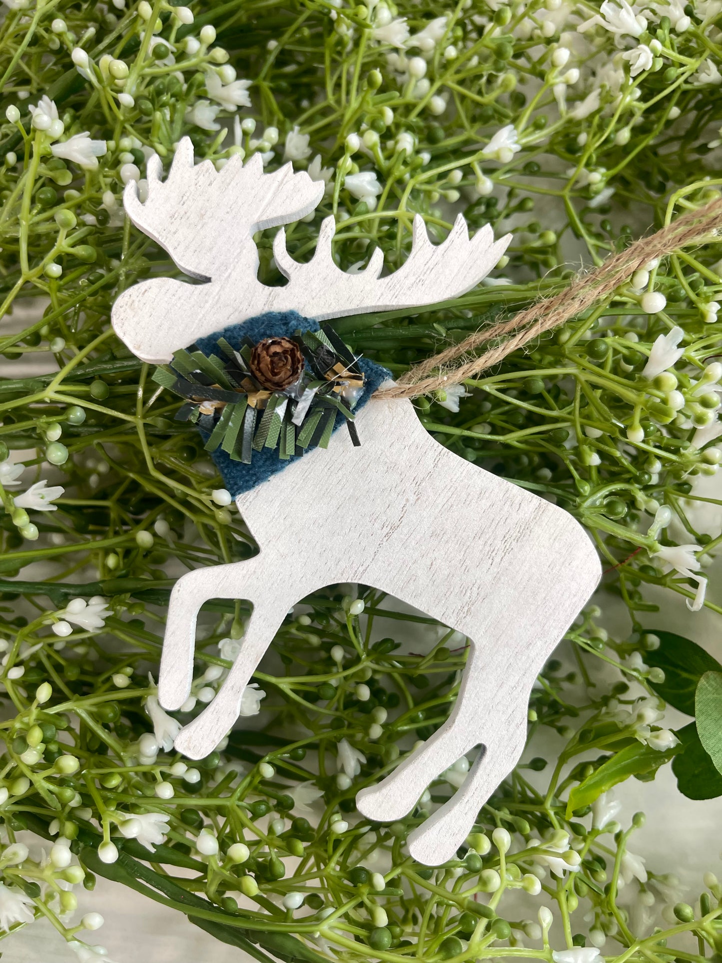 Wooden Moose Christmas Ornament