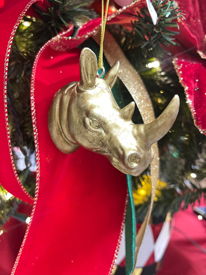 Bronze Metallic Rhino Head Ornament