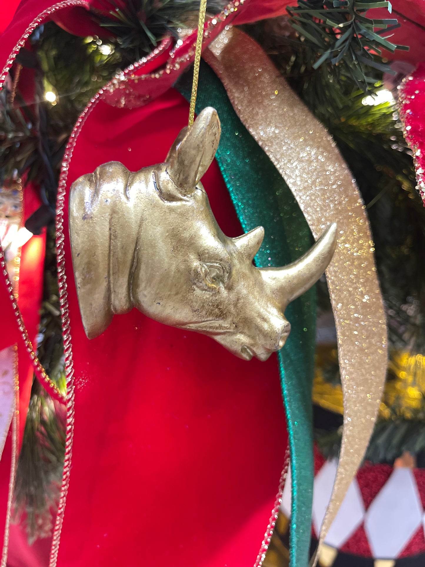Bronze Metallic Rhino Head Ornament
