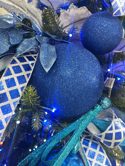 6 Inch Royal Blue Glitter Ornament Ball