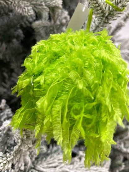 3.25 Inch Lime Green Furry Ornament Ball