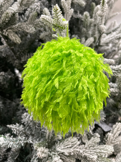 4.75 Inch Lime Green Furry Ornament Ball