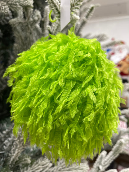 4.75 Inch Lime Green Furry Ornament Ball