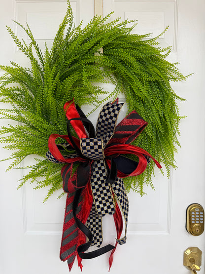 24 Inch Two Tone Green Round Beadgrass Wreath