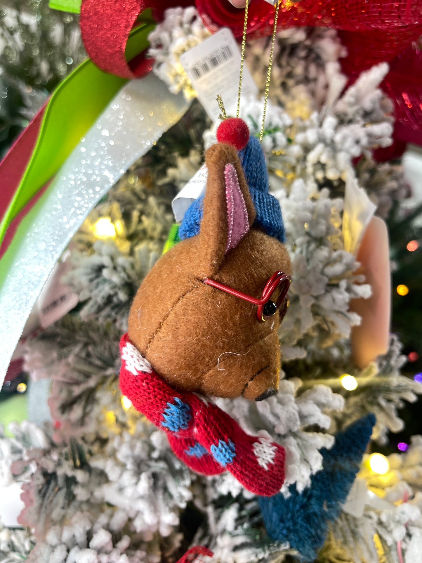Brown Dog With Red Glasses Ornament