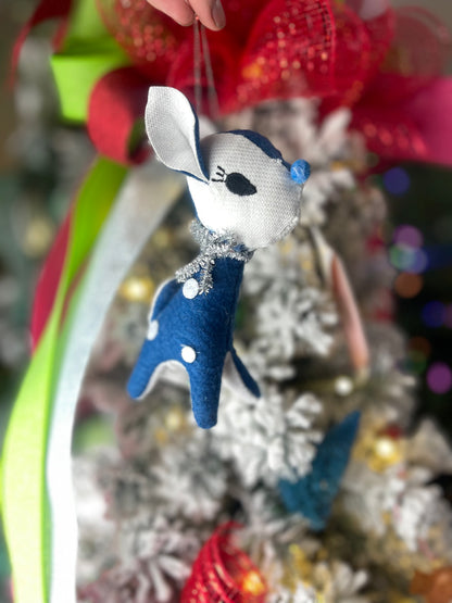 Plush Blue Spotted Deer Ornament