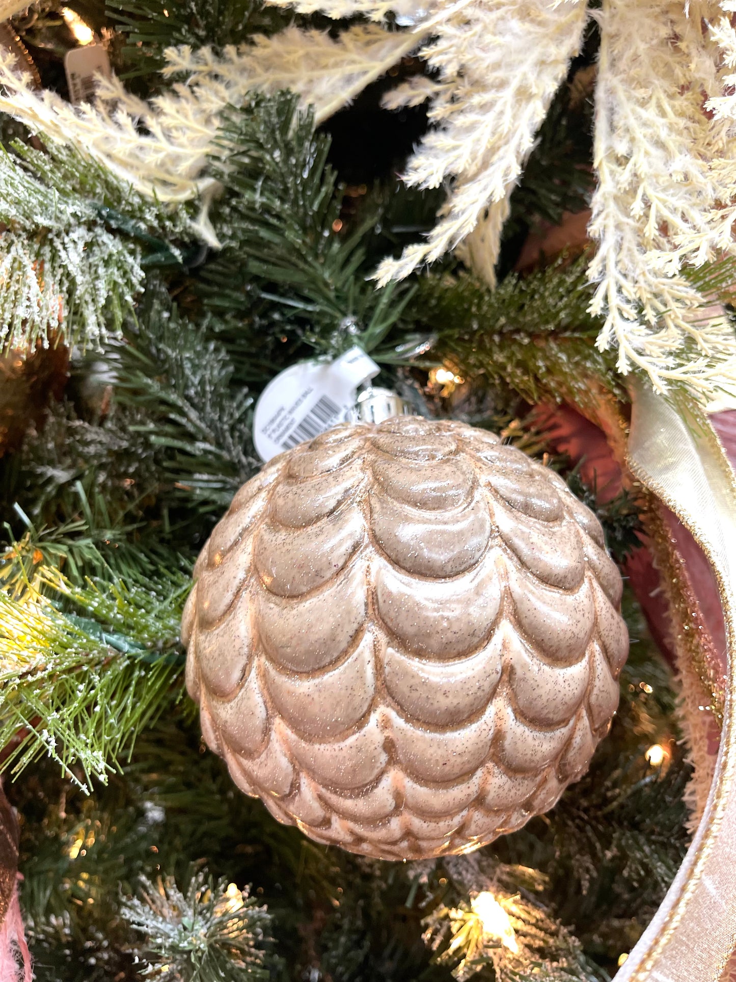 Pink Plastic Waves Ball Ornament