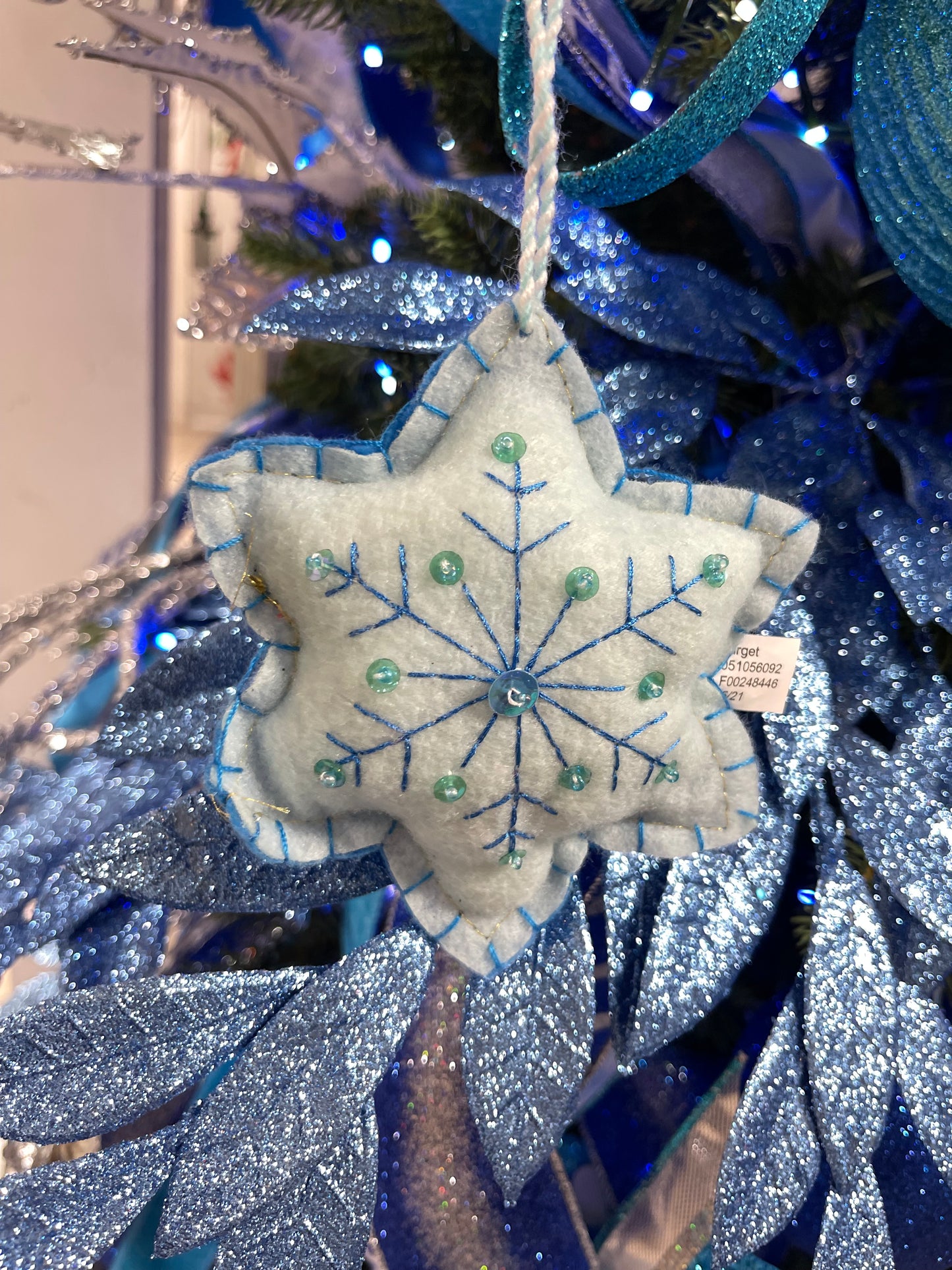Plush Blue Snowflake Ornament