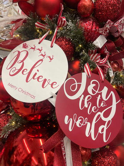 Wood Joy And Believe Hanging Sign Two Styles