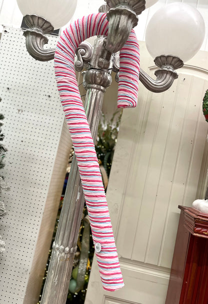 48 Inch Pink Blue And White Chenille Bight Christmas Candy Cane