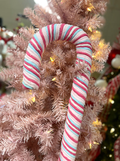 36 Inch Pink Blue And White Chenille Bight Christmas Candy Cane