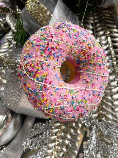 Pink Sprinkle Covered Donut Ornament