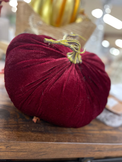 12 Inch Wine Fabulous Fall Velvet Pumpkin