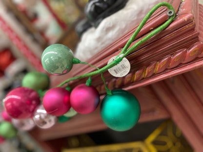 70.8 Inch Mix Finish Teal Green And Pinks Ball Garland