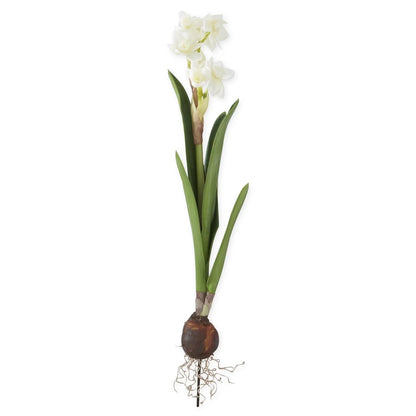 19.5 Inch White Real Touch Daffodil Bulb Pick
