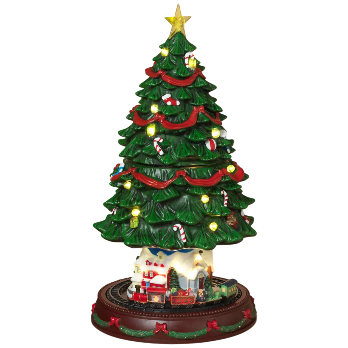 17.91 Inch Musical Village Christmas Tree Light With Moving Scene