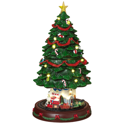 17.91 Inch Musical Village Christmas Tree Light With Moving Scene