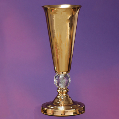 13 Inch Gold And Diamond Metal Trumpet Vase