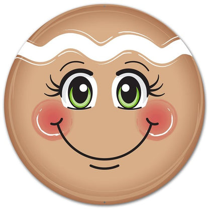 Gingerbread Face Metal Round Sign
