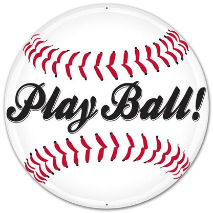 12 Inch Play Ball Baseball Metal Sign