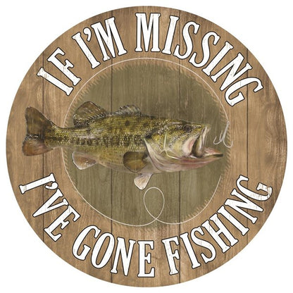 12 Inch Gone Fishing Metal Sign