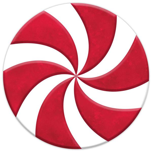 12 Inch Red And White Metal Embossed Peppermint Sign