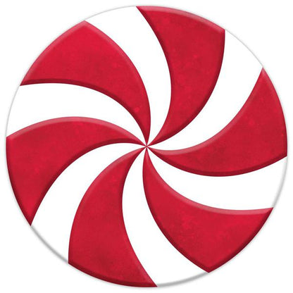 12 Inch Red And White Metal Embossed Peppermint Sign