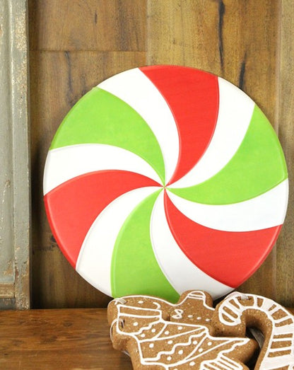 Red Lime And White Peppermint Candy Metal Sign