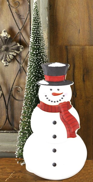 12 Inch Red And Black Metal Snowman Sign