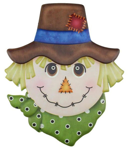 12 Inch Green And Brown Scarecrow Metal Sign