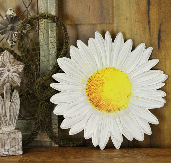 White Metal Embossed Daisy Sign