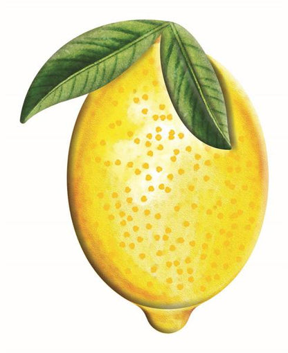 12 Inch Yellow Embossed Watercolor Lemon Metal Sign