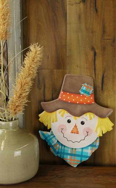Brown Hat Metal Embossed Scarecrow Sign
