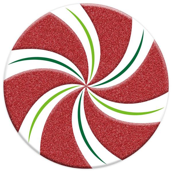 Red White And Green Glitter Metal Peppermint Sign
